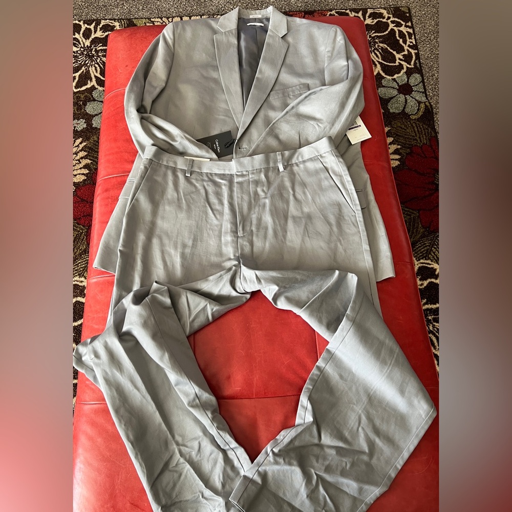 Men’s Calvin Klein Stylish Gray Suit Set jacket 2XL, Pants 38x32